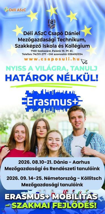 ERASMUS+ program Megkezdődött a jelentkezés!