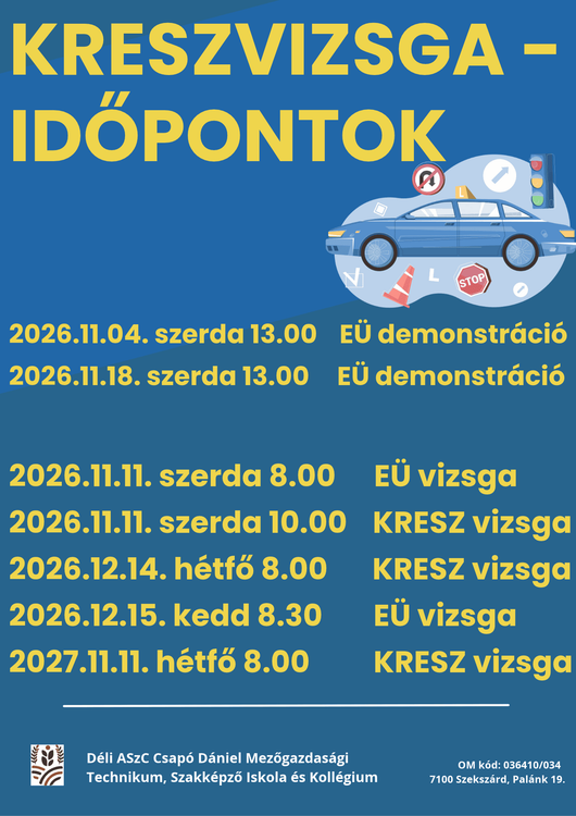 KRESZVIZSGA-IDŐPONTOK