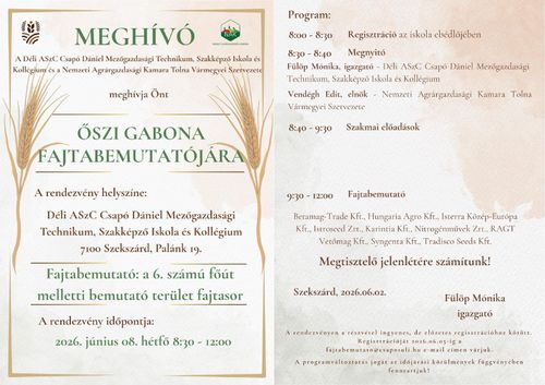 Őszi gabona fajtabemutató