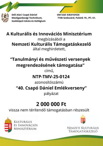 “Tanulmányi és művészeti versenyek megrendezésének támogatása”