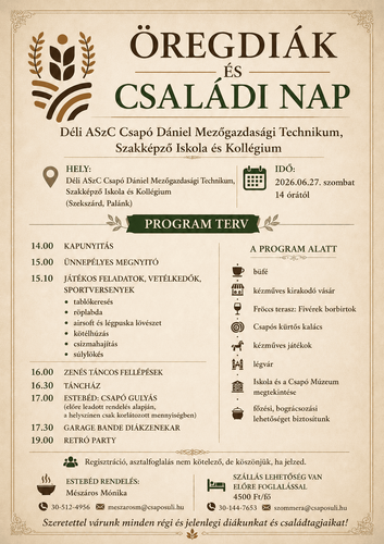 Öregdiák találkozó és családi nap