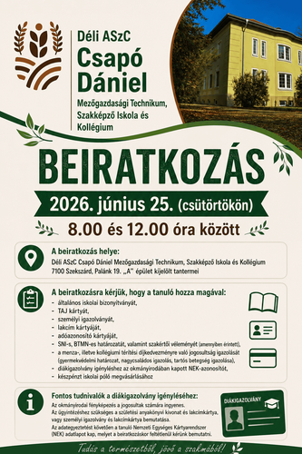 Beiratkozás a 2026/2027-es tanévre